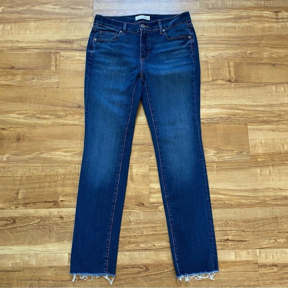 LOFT Straight Leg Jeans in Dark Blue Denim